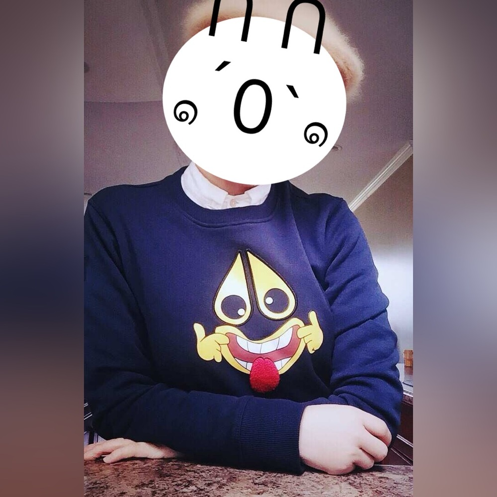 Moose Knuckles Navy Blue Graphic Crewneck Sweater